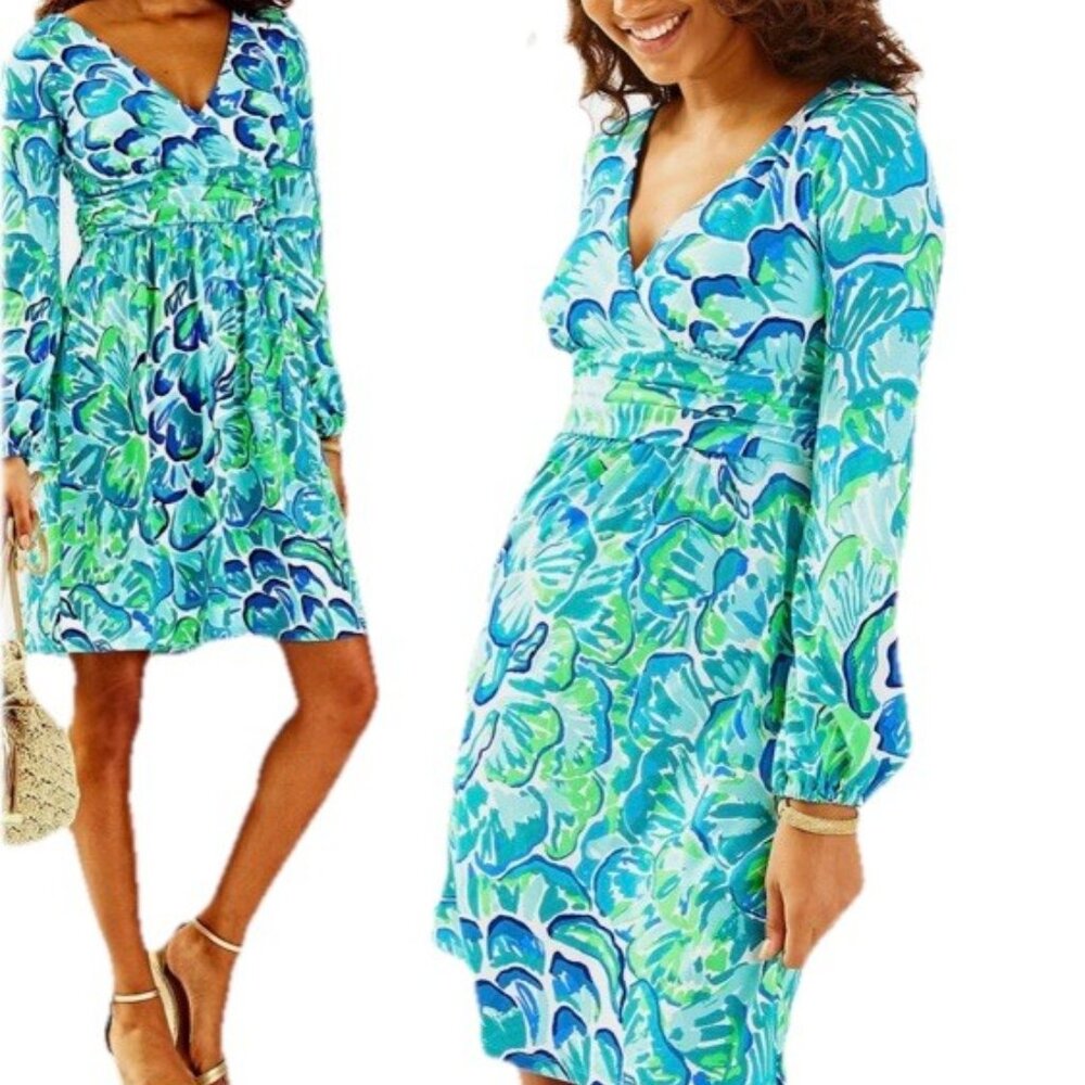 Lilly Pulitzer Fleur Agate Green Lazy River Dress Size XS Fit and Flare